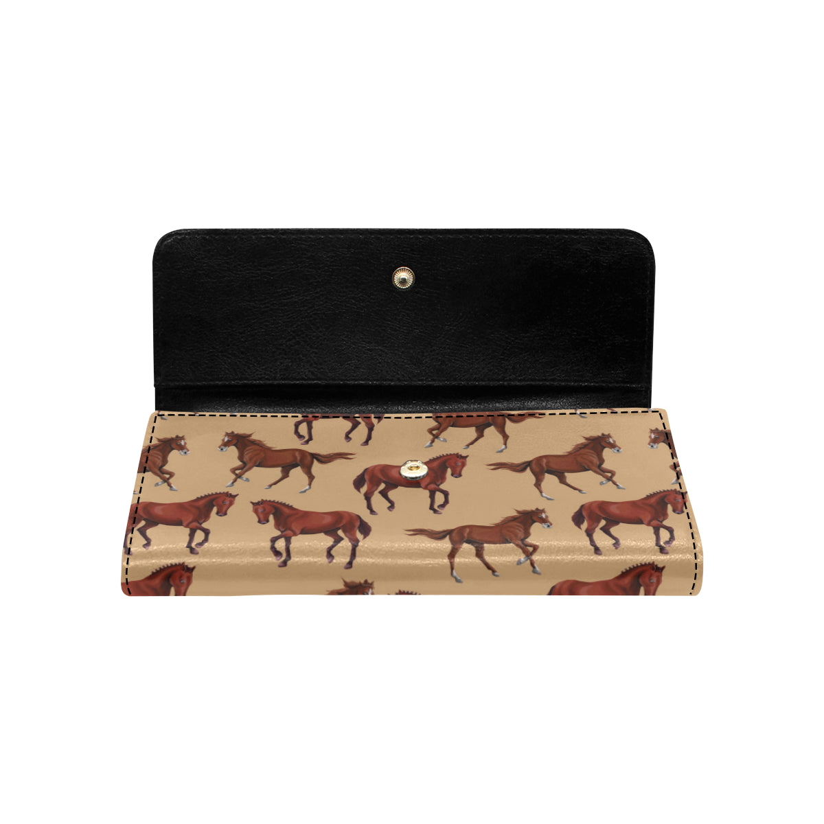 Brown Horse Print Pattern Women's Trifold Wallet