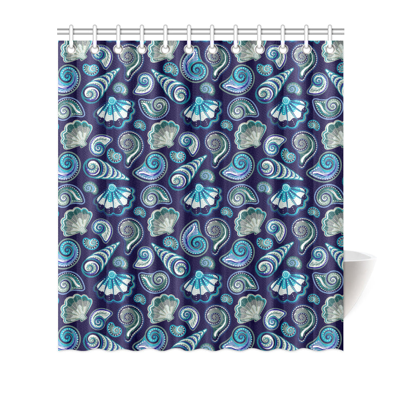Beach Seashell Blue Print Shower Curtain