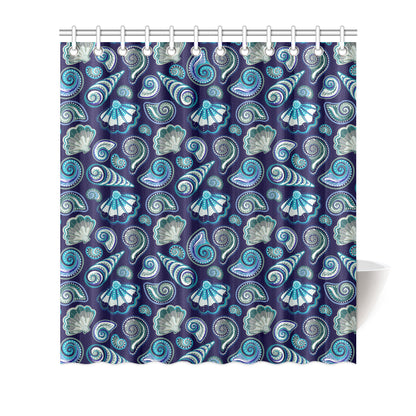 Beach Seashell Blue Print Shower Curtain