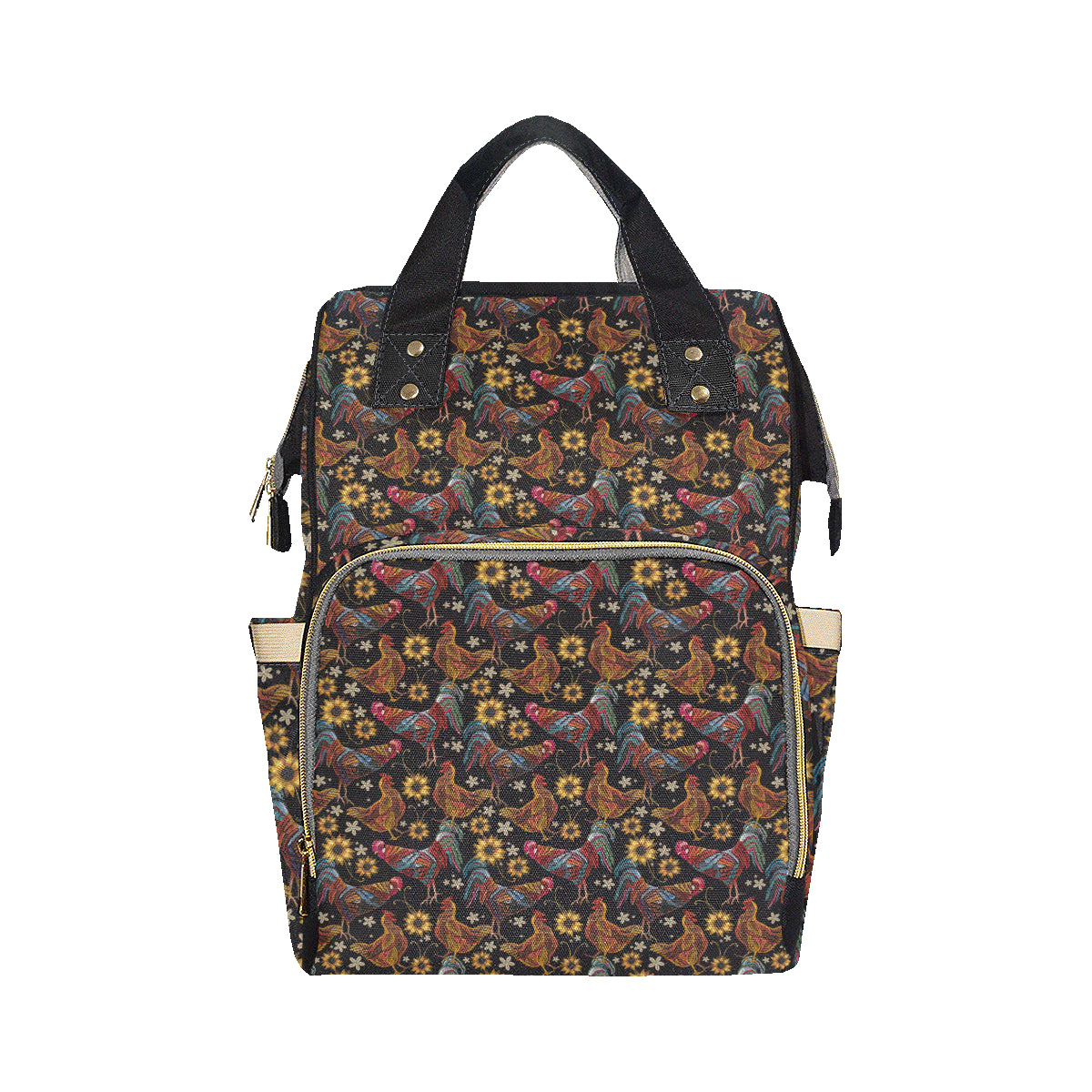Chicken Embroidery Style Diaper Bag Backpack