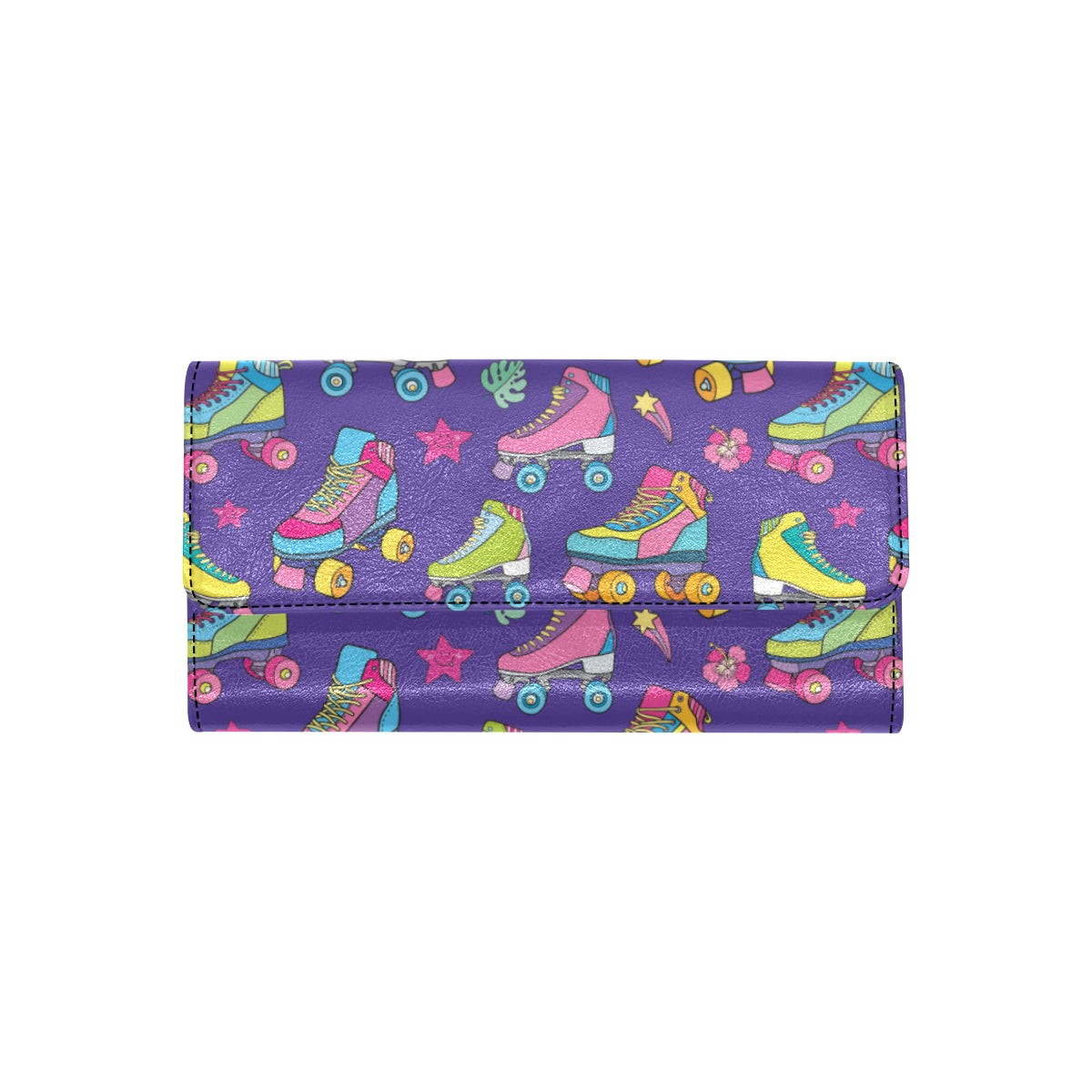 Roller skate Colorful Pattern Print Design A05 Women's Trifold Wallet