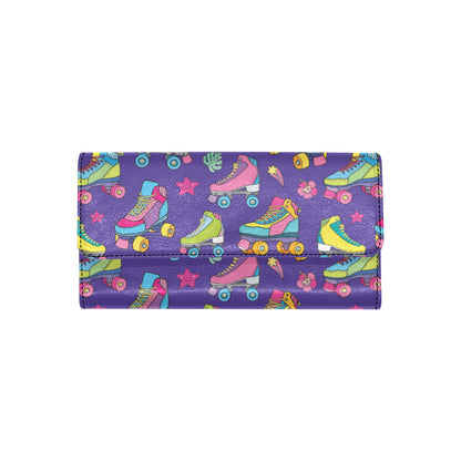 Roller skate Colorful Pattern Print Design A05 Women's Trifold Wallet