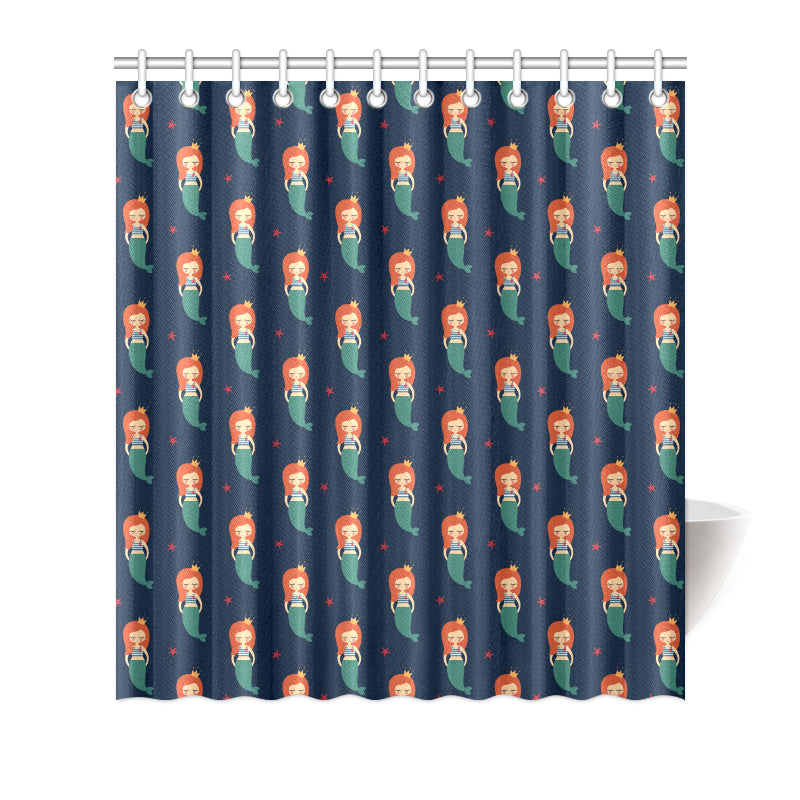 Mermaid Girl Pattern Print Design 01 Shower Curtain