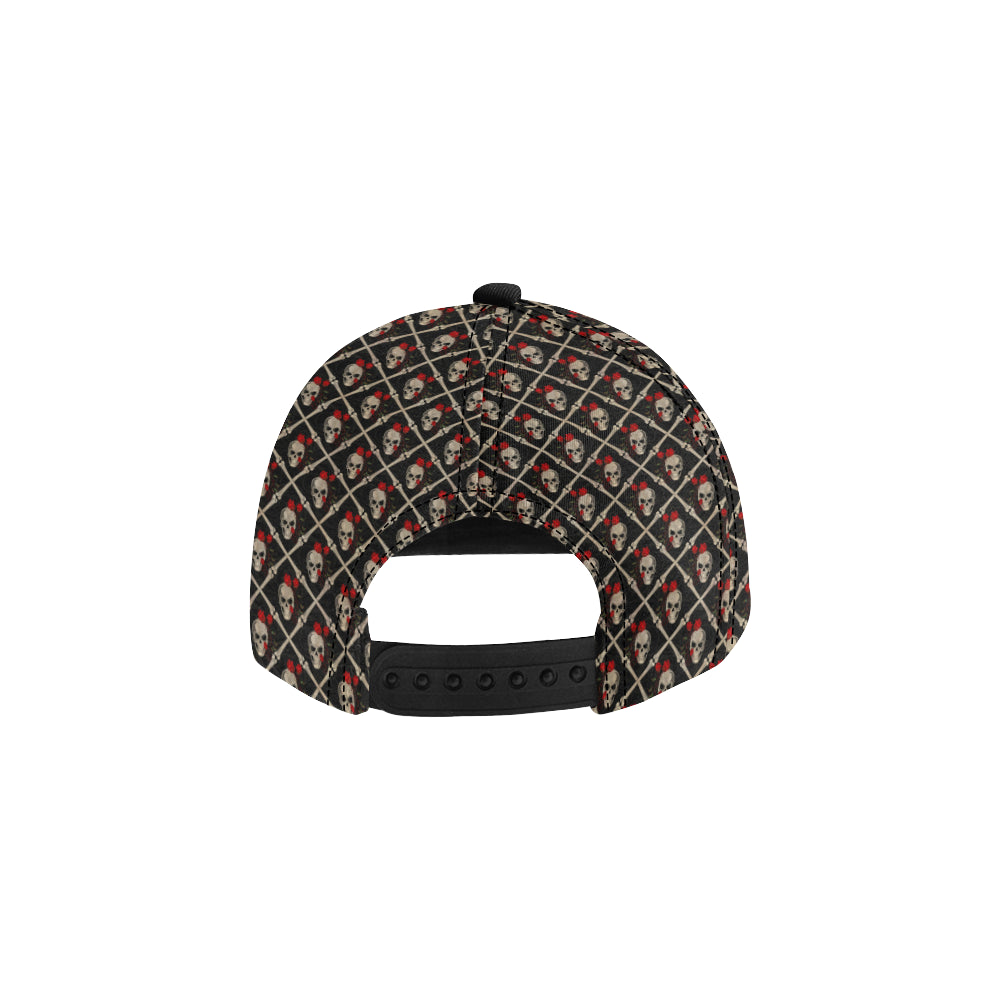 Skull Roses Bone Design Themed Print Snapback Cap