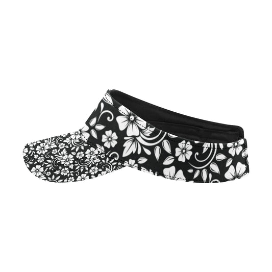 Floral Black White Themed Print Unisex Sun Visor