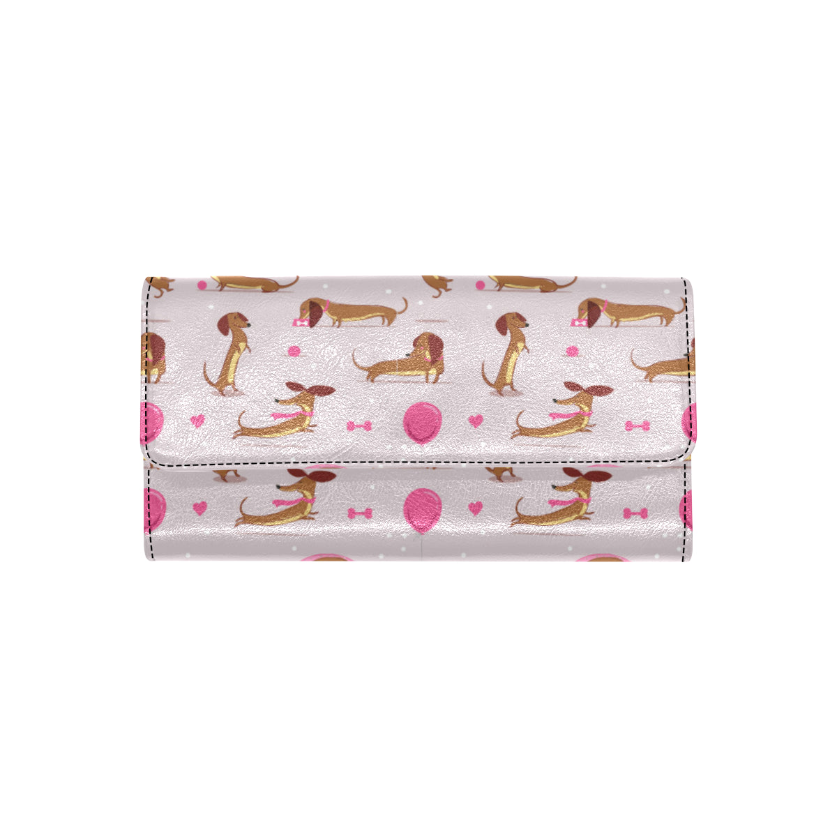 Dachshund Pattern Print Design 10 Women's Trifold Wallet