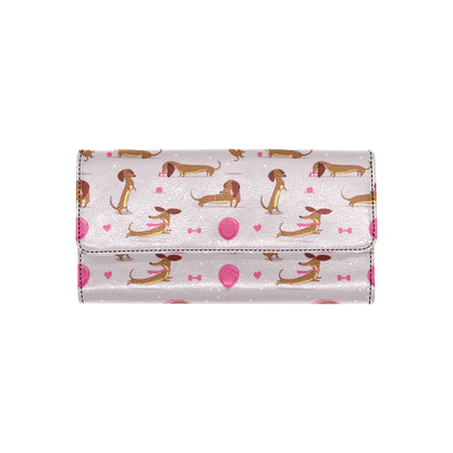 Dachshund Pattern Print Design 10 Women's Trifold Wallet