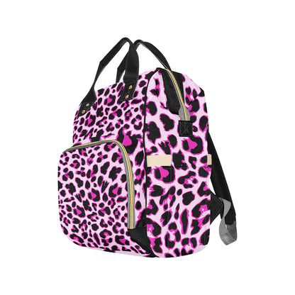 Pink Leopard Print Diaper Bag Backpack