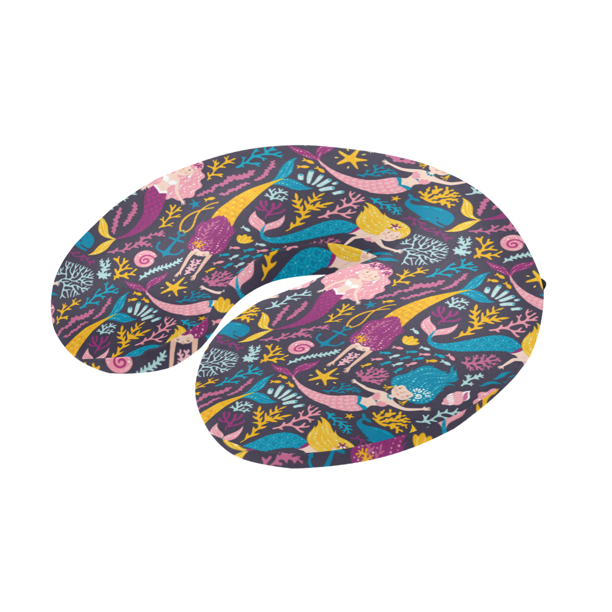 Mermaid Pattern Print Design 08 U-Shaped Travel Neck Pillow