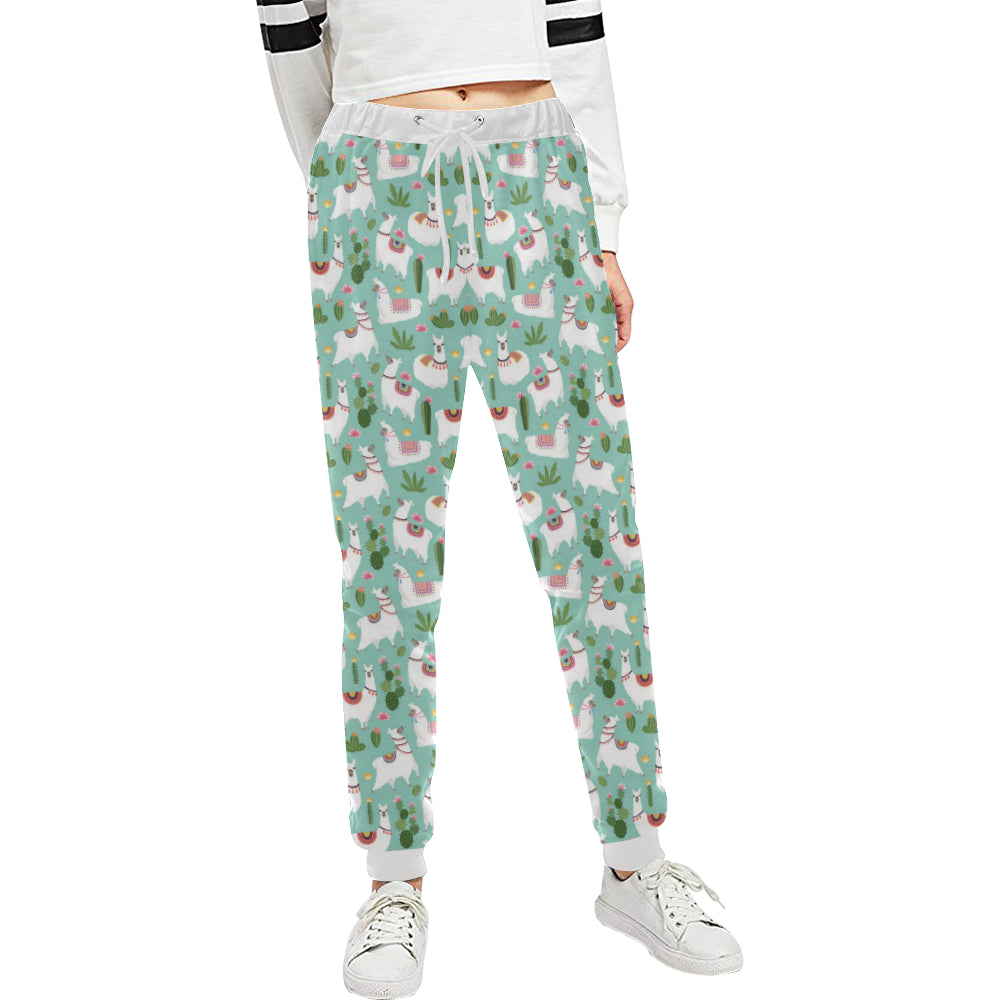 Llama with Cactus Themed Print Unisex Sweatpants