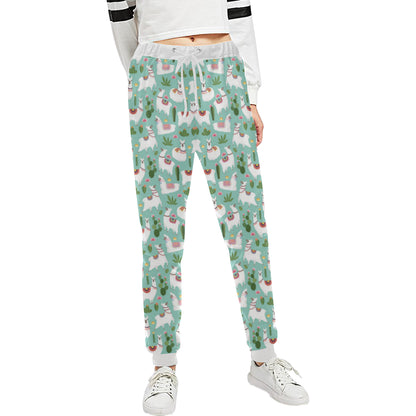 Llama with Cactus Themed Print Unisex Sweatpants