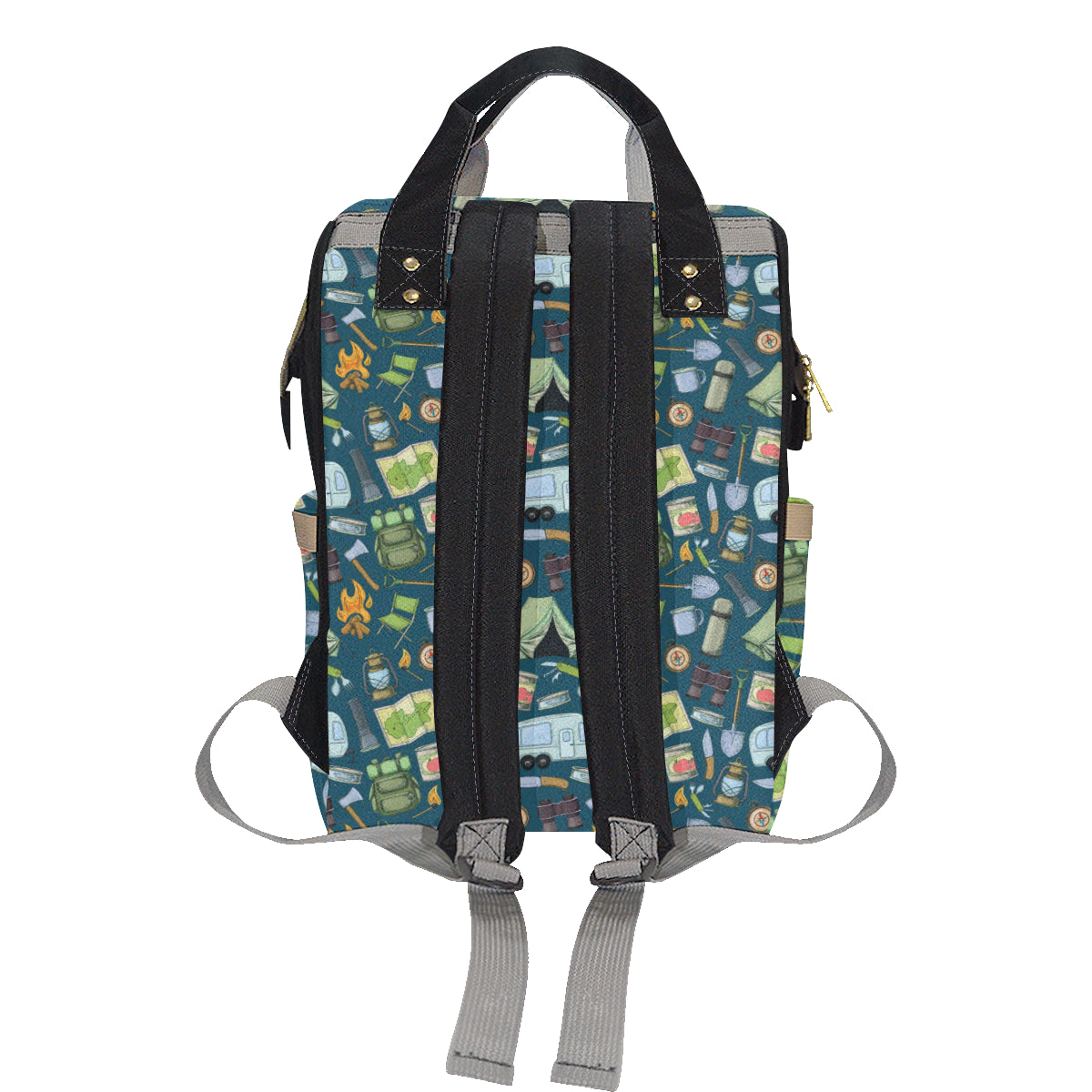 Camping Pattern Print Design 02 Diaper Bag Backpack