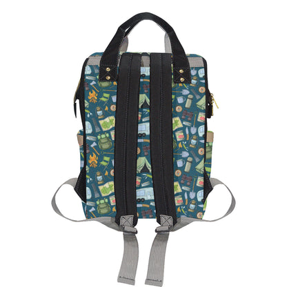 Camping Pattern Print Design 02 Diaper Bag Backpack
