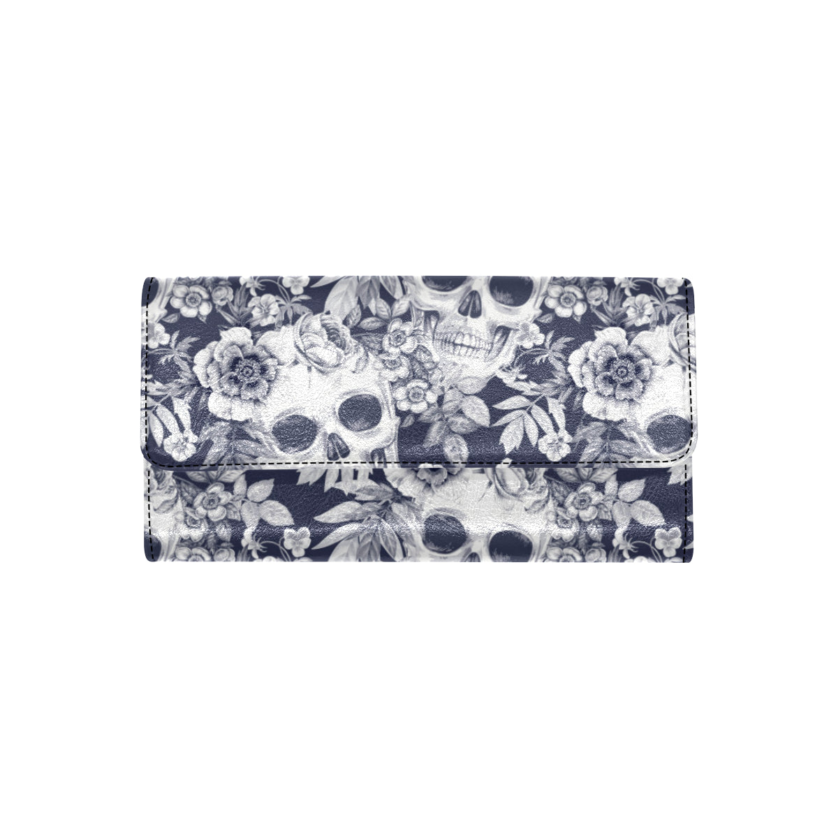 Skull Floral Beautiful Women's Trifold Wallet