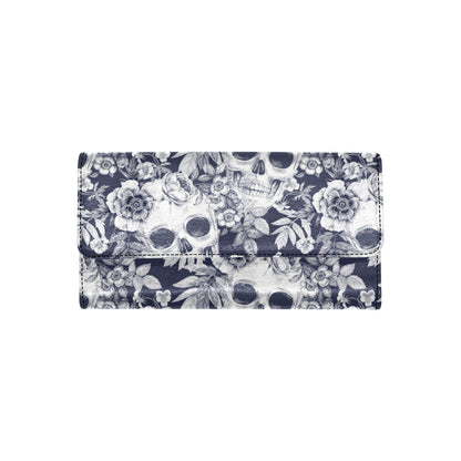 Skull Floral Beautiful Women's Trifold Wallet