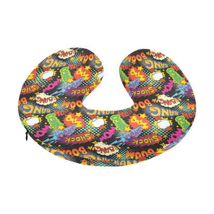 Comic Book Pattern Print Design 01 U-Shaped Travel Neck Pillow