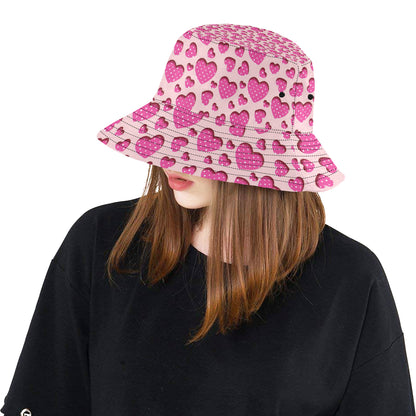 Heart Pink Pattern Print Design HE06 Unisex Bucket Hat