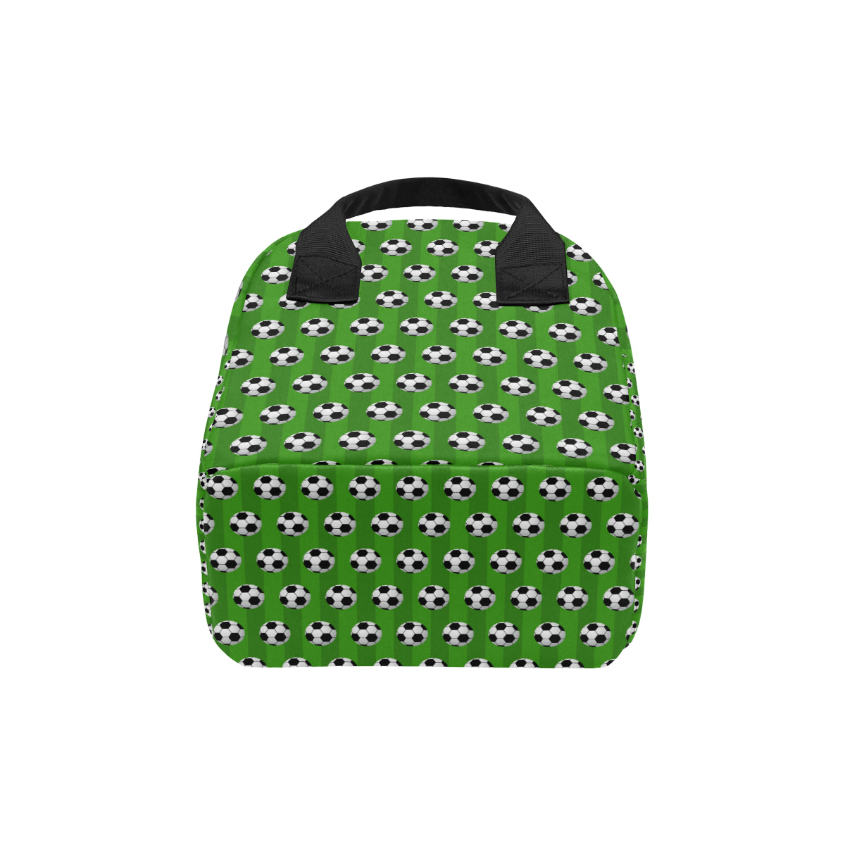 Soccer Ball Green Backgrpund Print Insulated Lunch Bag