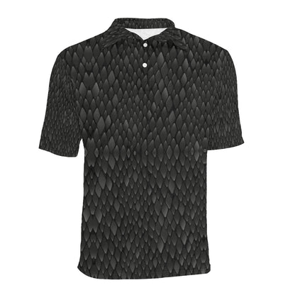 Snake Skin Black Print Men Polo Shirt