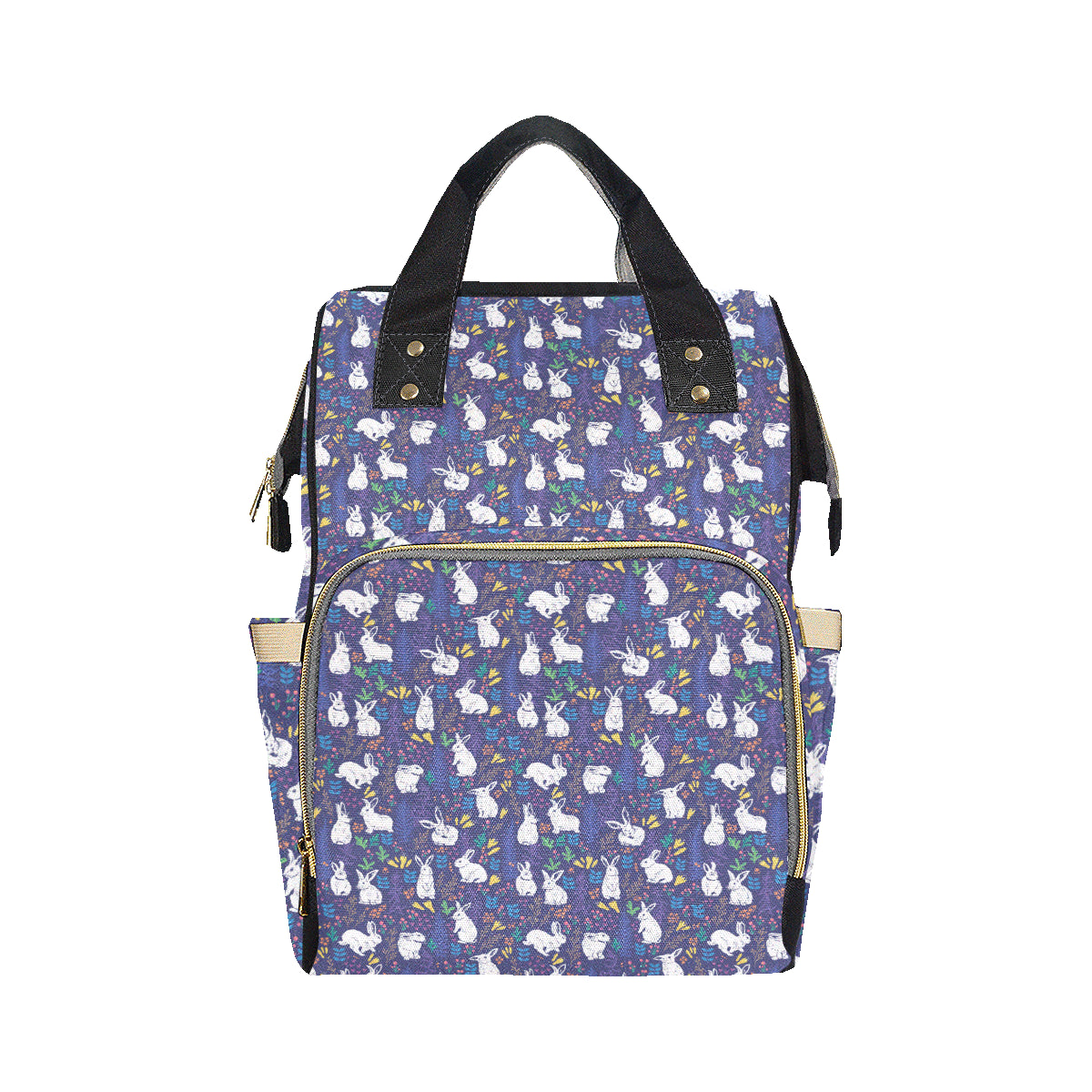 Bunny Pattern Print Design 01 Diaper Bag Backpack