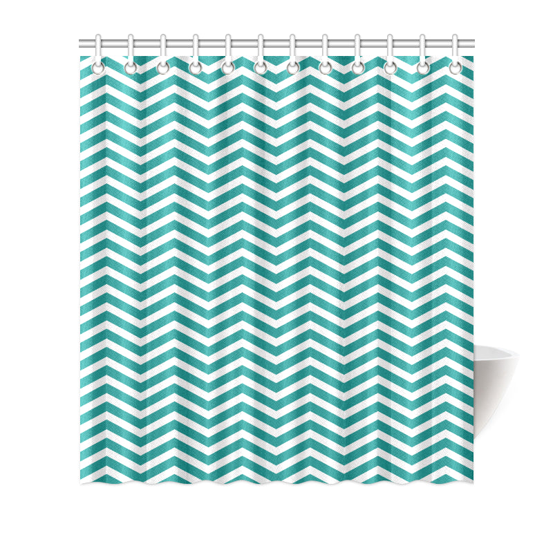 Chevron Teal Pattern Print Design 02 Shower Curtain