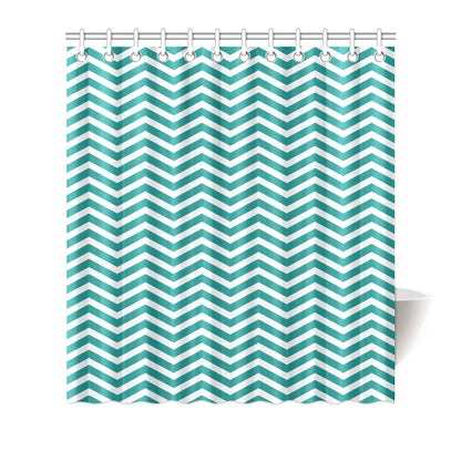 Chevron Teal Pattern Print Design 02 Shower Curtain
