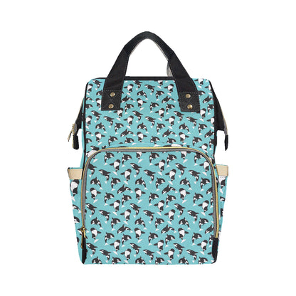 Whale Action Design Themed Print Diaper Bag Backpack