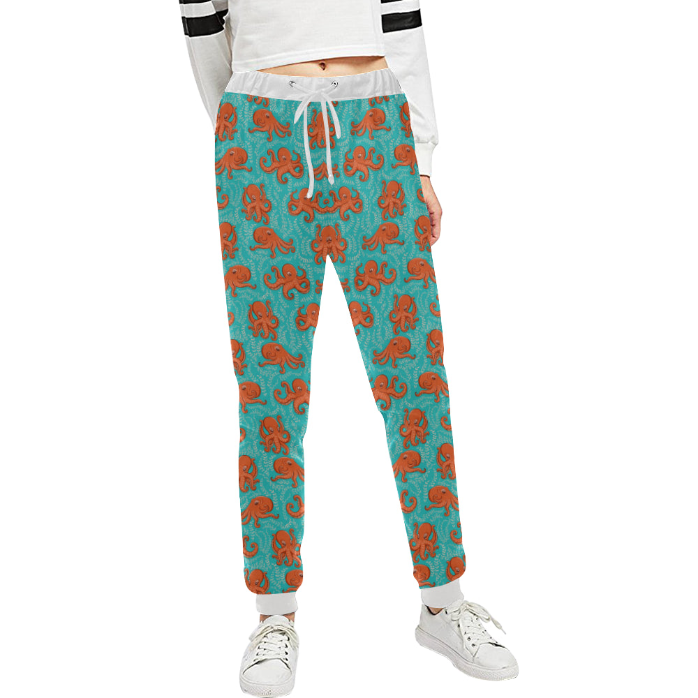 Octopus Cartoon Design Print Themed Unisex Sweatpants