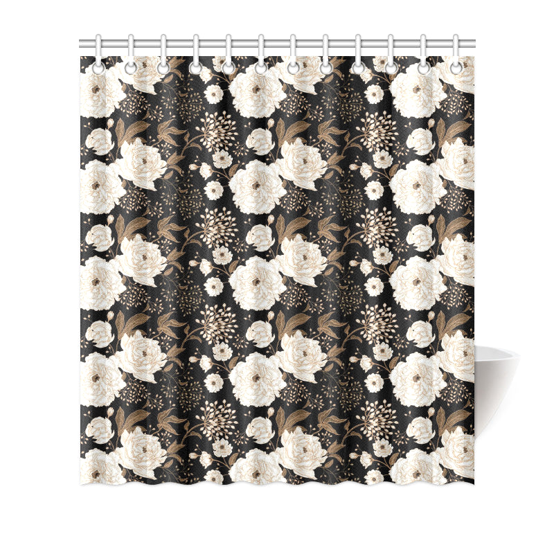 Peony Pattern Print Design A02 Shower Curtain