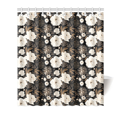 Peony Pattern Print Design A02 Shower Curtain