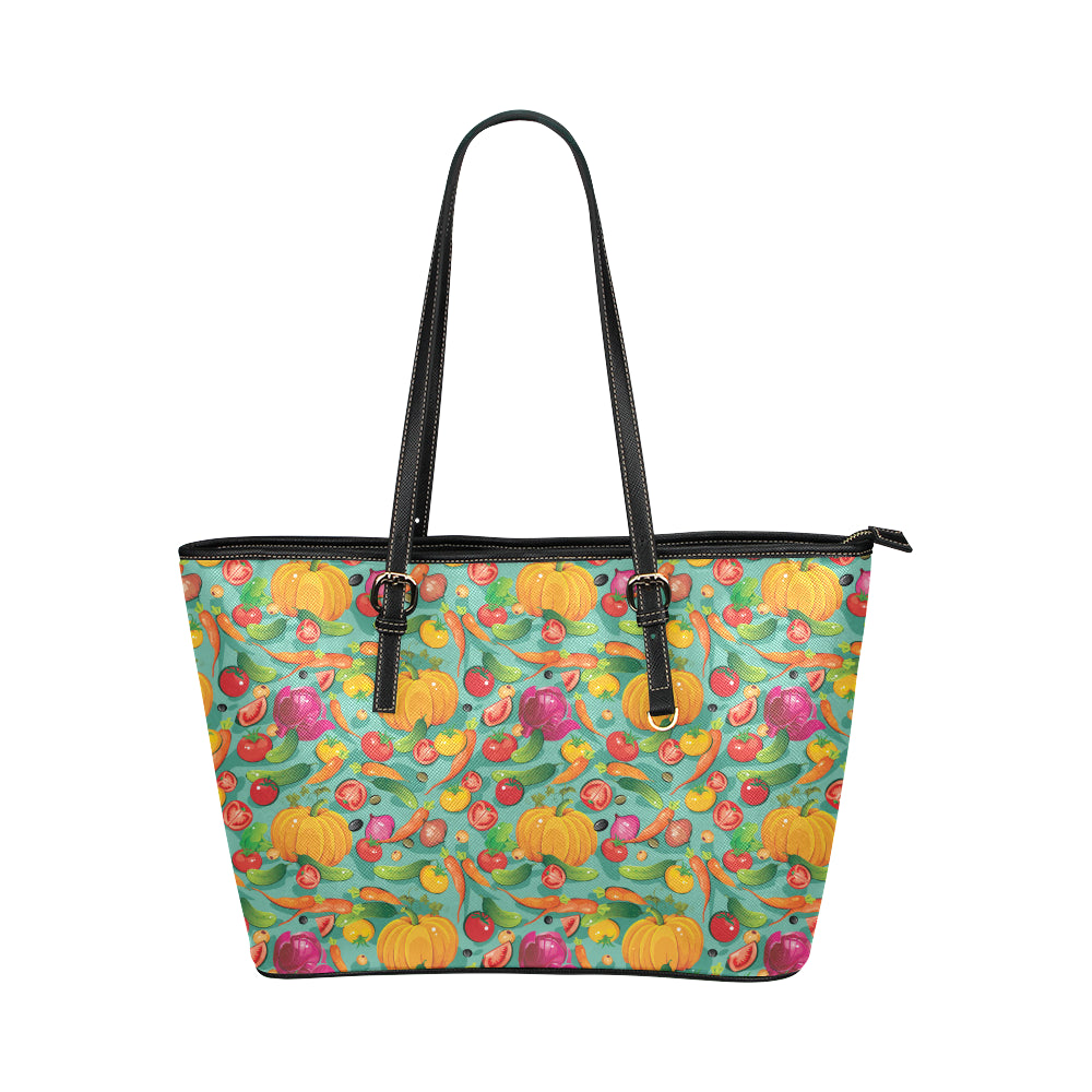 Vegan Colorful Themed Design Print Leather Tote Bag