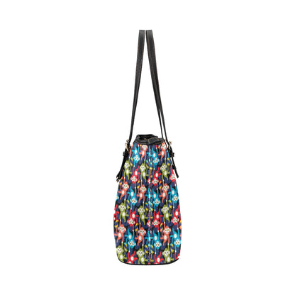 Monkey Colorful Design Themed Print Leather Tote Bag