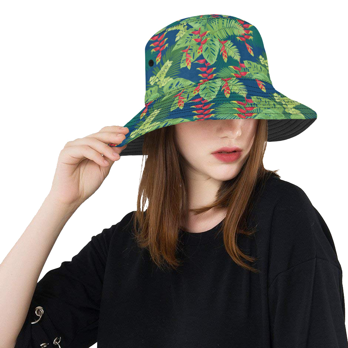 Heliconia Pattern Print Design HL08 Unisex Bucket Hat