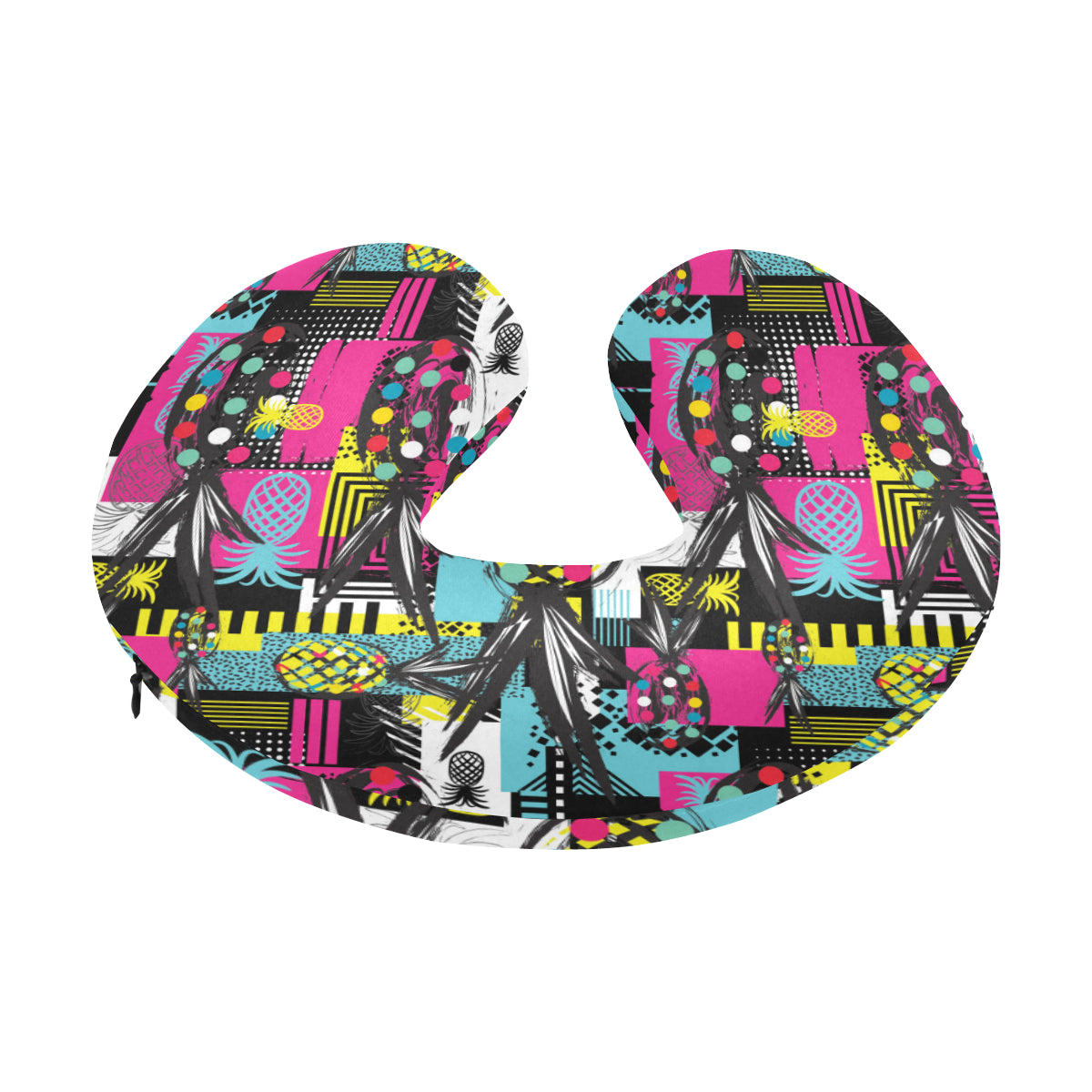 Pop Art Pineapple Pattern Print Design A02 U-Shaped Travel Neck Pillow