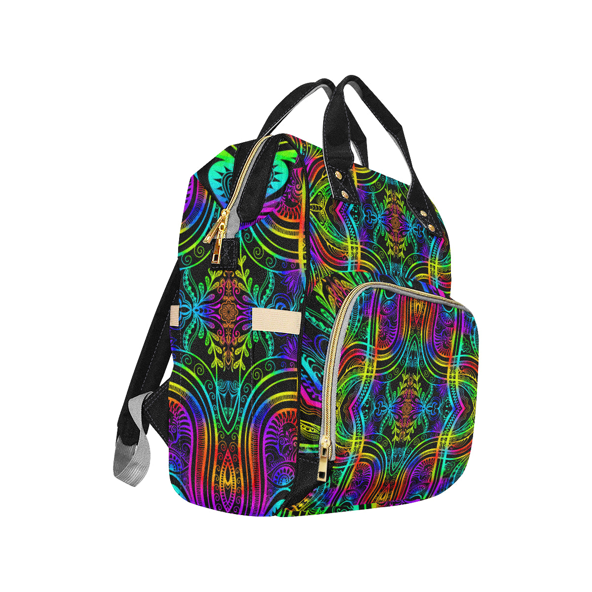 Neon Trible Rainbow Pattern Print Design A01 Diaper Bag Backpack