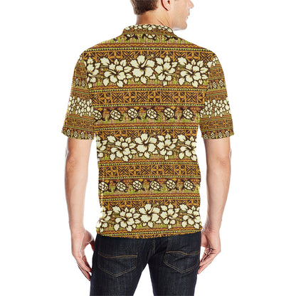 Hawaiian Themed Pattern Print Design H015 Men Polo Shirt