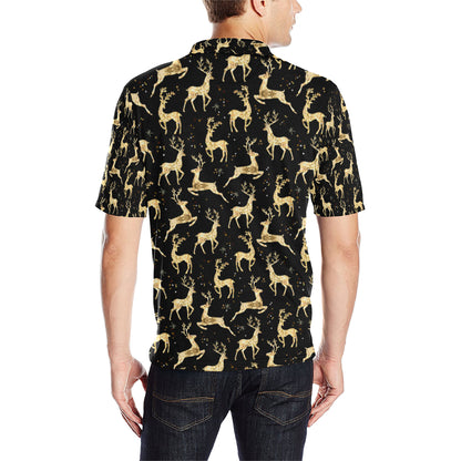 Deer Gold Pattern Men Polo Shirt