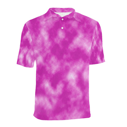 Tie Dye Pink Design Print Men Polo Shirt