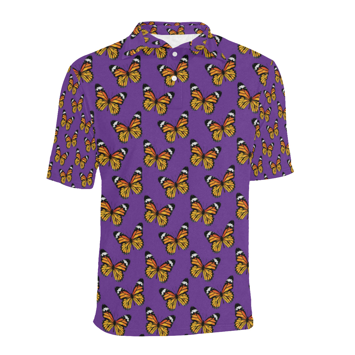 Monarch Butterfly Purple Print Pattern Men Polo Shirt