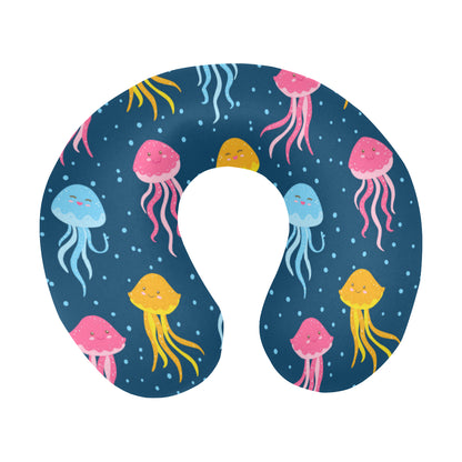 Jellyfish Pattern Print Design 04 U-Shaped Travel Neck Pillow