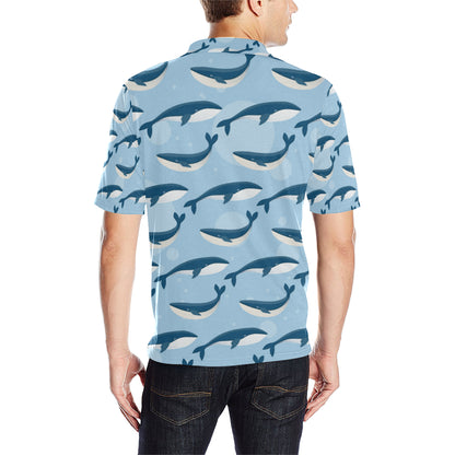 Blue Whale Pattern Print Design 02 Men Polo Shirt