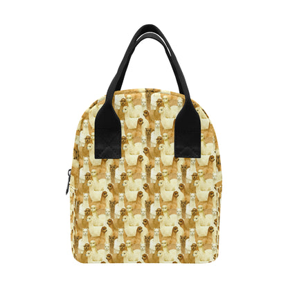 Alpaca Watercolor Design Themed Print Insulated Lunch Bag