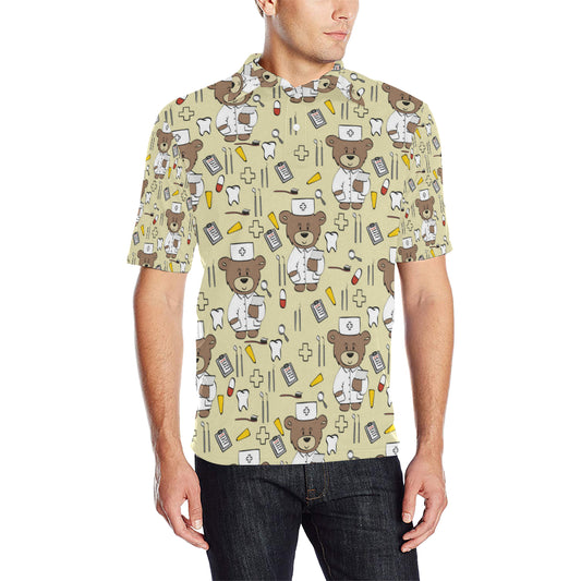 Nurse Bear Pattern Print Design A02 Men Polo Shirt