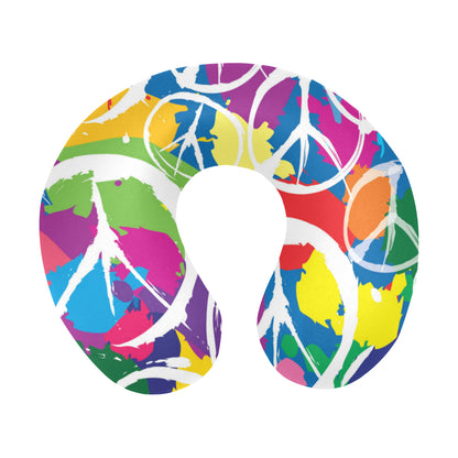 Peace Sign Colorful Pattern Print Design A02 U-Shaped Travel Neck Pillow