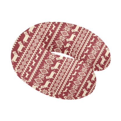 Dachshund Pattern Print Design 09 U-Shaped Travel Neck Pillow