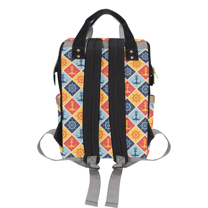 Nautical Pattern Design Themed Print Diaper Bag Backpack