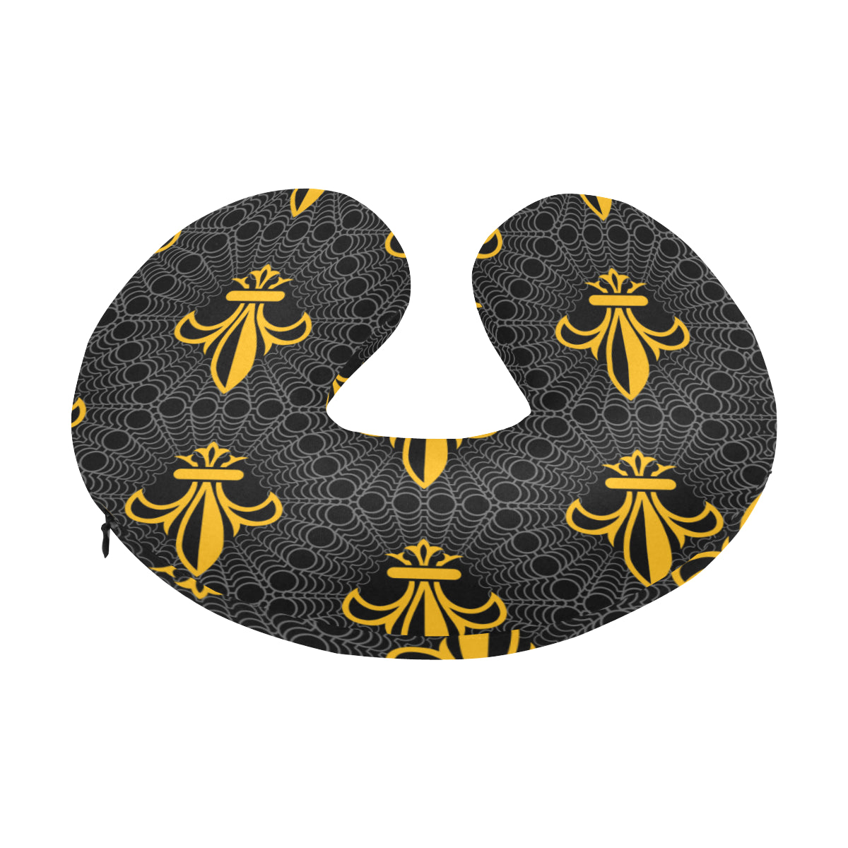 Fleur De Lis Gold Pattern Print Design 01 U-Shaped Travel Neck Pillow