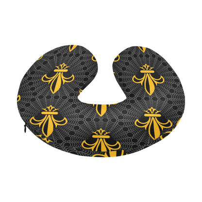 Fleur De Lis Gold Pattern Print Design 01 U-Shaped Travel Neck Pillow
