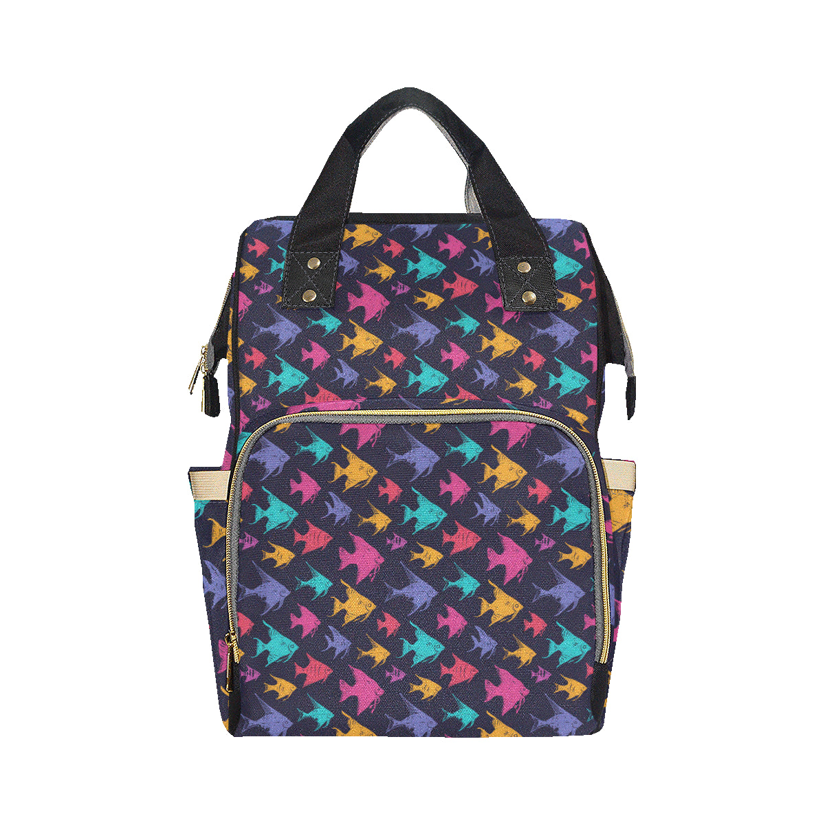 Angelfish Colorful Pattern Print Design 03 Diaper Bag Backpack
