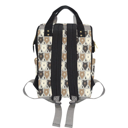 Bear Pattern Print Design 04 Diaper Bag Backpack
